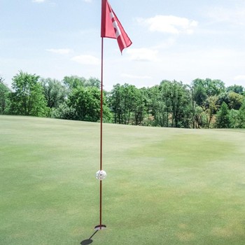 Golf green with flag on the Stegersbach golf swing course near Allegria Resort in Burgenland.